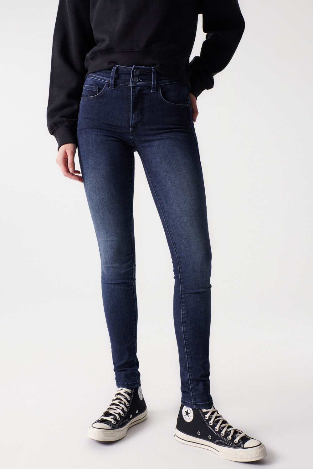Jeans secret push in slim true black, Jeans de mulher