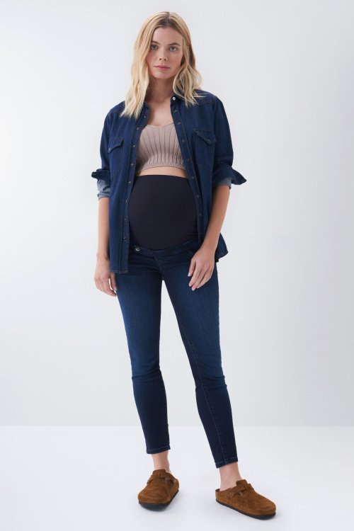 Hope cropped maternity jeans in dark denim
