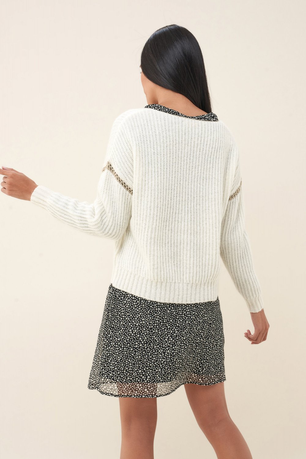 Knitted sweater with band on arm - Salsa