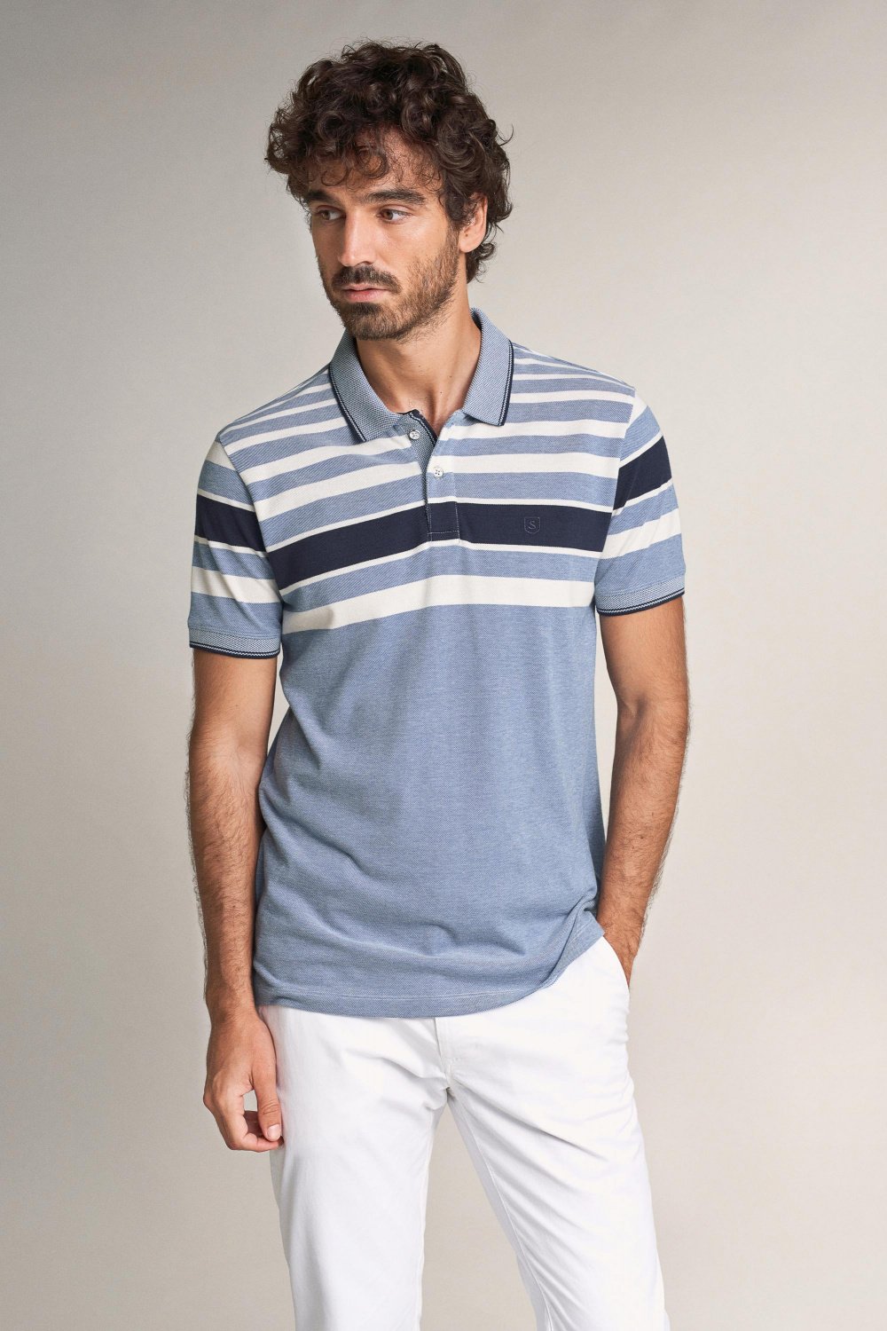 Regular fit polo shirt with stripes on chest - Salsa