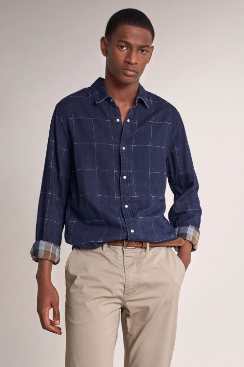 Reversible slim fit checked shirt