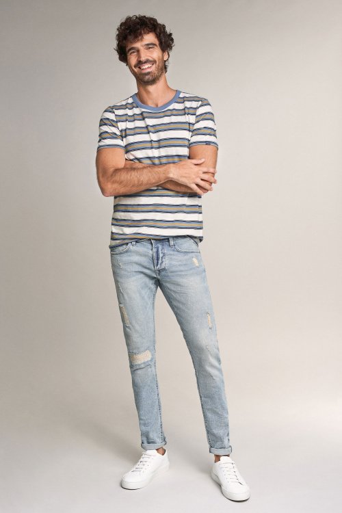 Clash skinny premium wash jeans with wear effect
