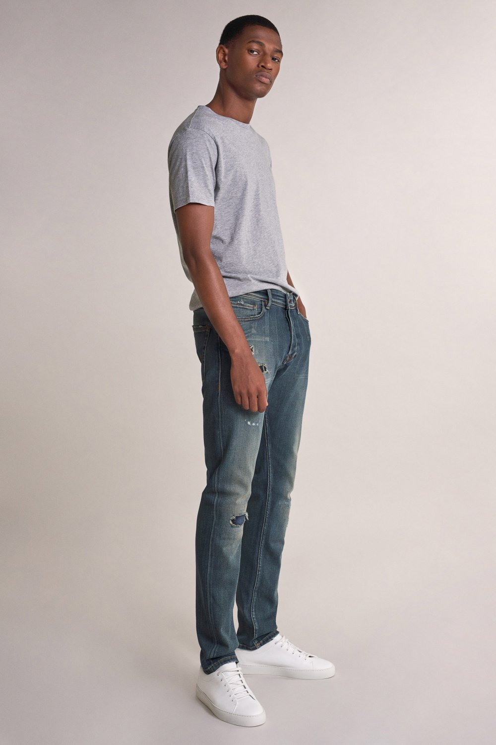 Slender slim carrot premium wash jeans with rips - Salsa