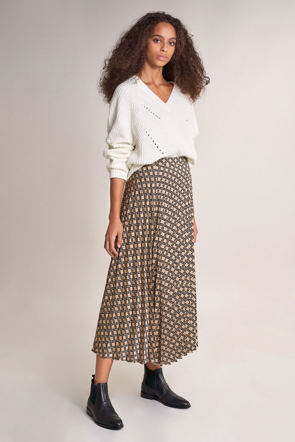 Medium pleated skirt with print - Salsa