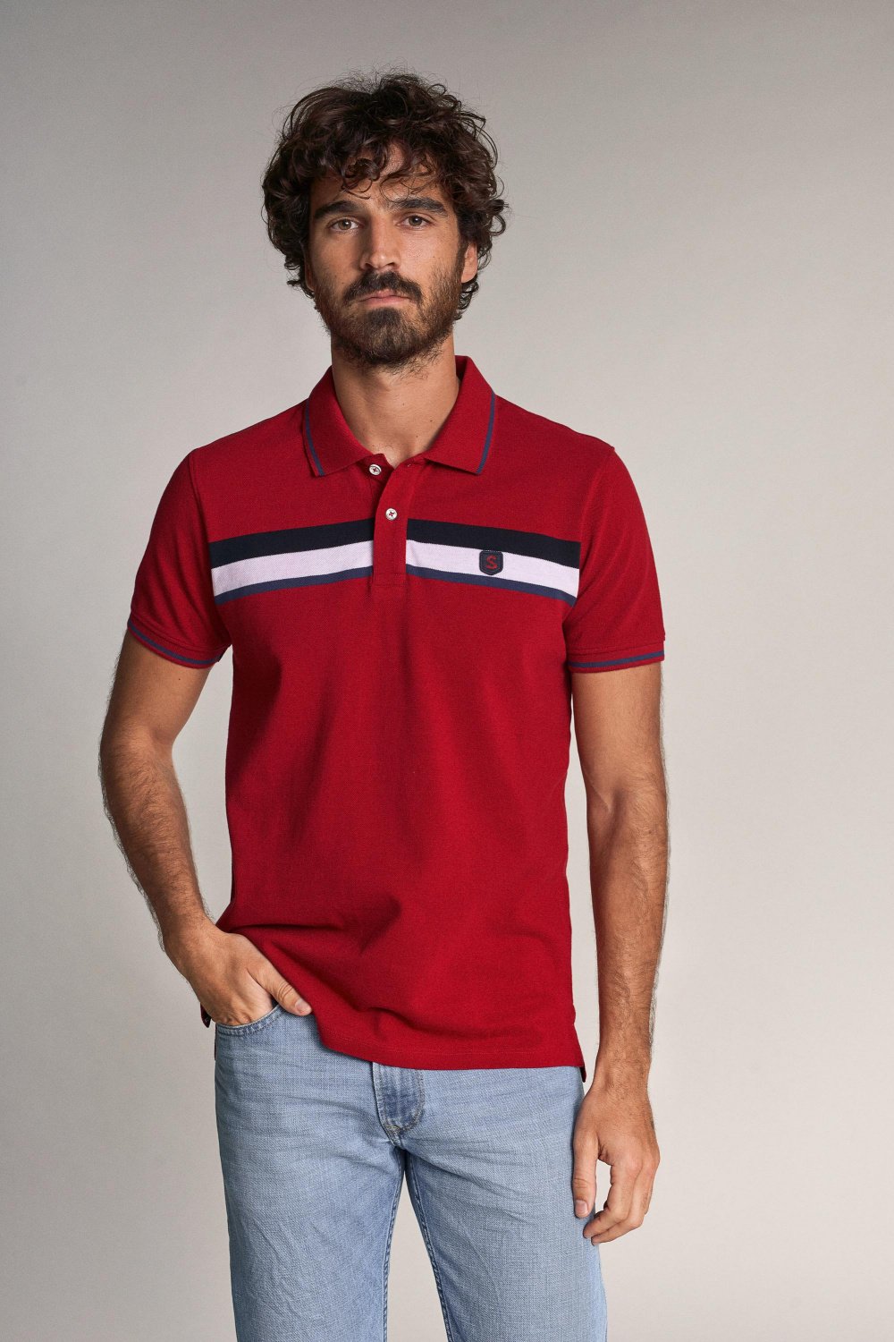 Regular fit polo shirt with stripes - Salsa