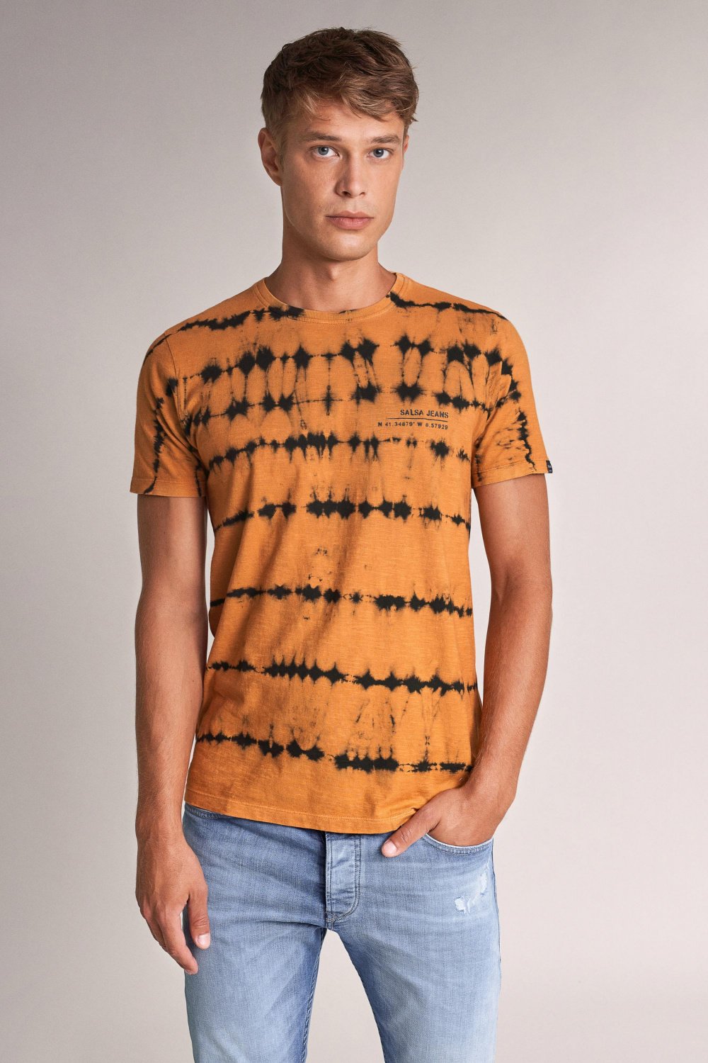 T-Shirt, Batik-Effekt, mit Flecken - Salsa