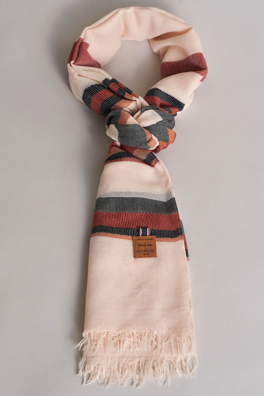 Soft summer striped scarf - Salsa