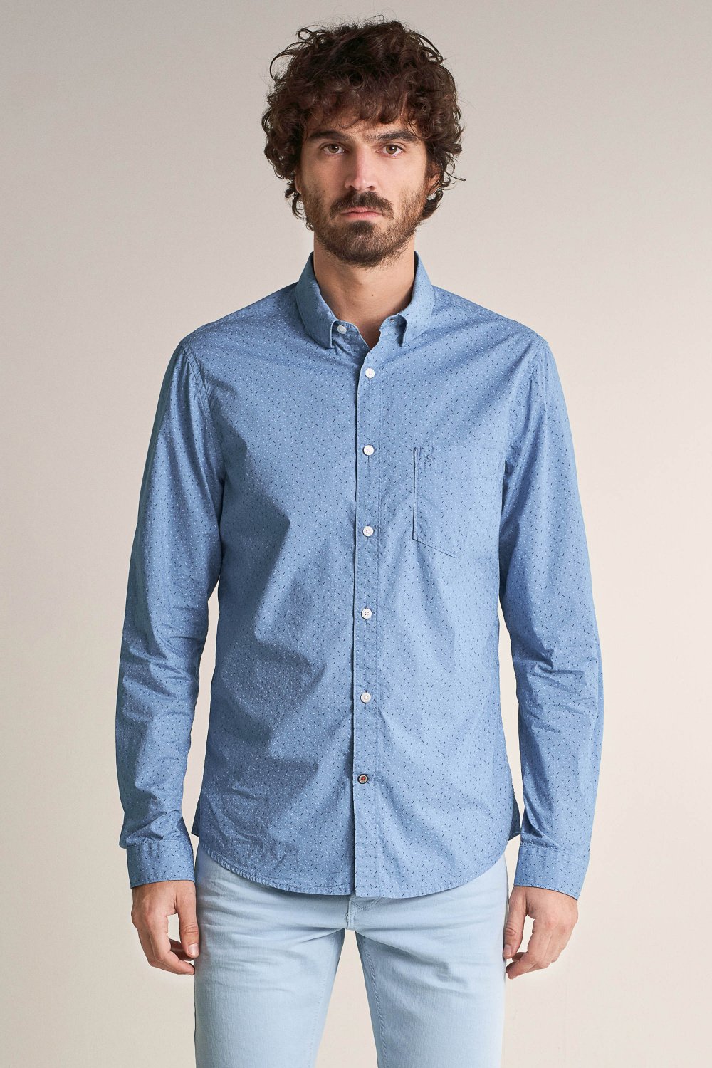Slim fit long sleeve shirt with all-over print - Salsa