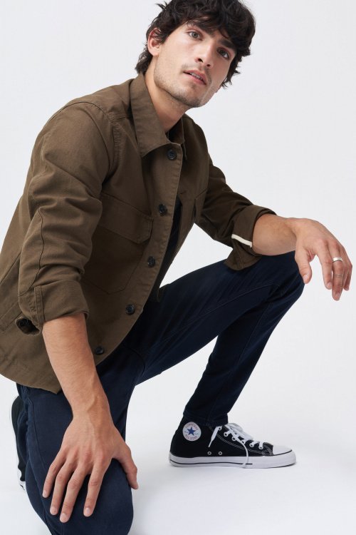 Jacket-style overshirt in thick twill
