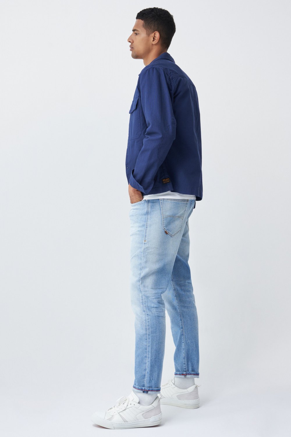 Jacket-style overshirt in thick twill - Salsa
