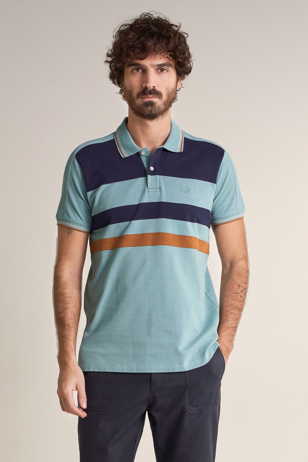 Regular fit polo with design effect on chest - Salsa