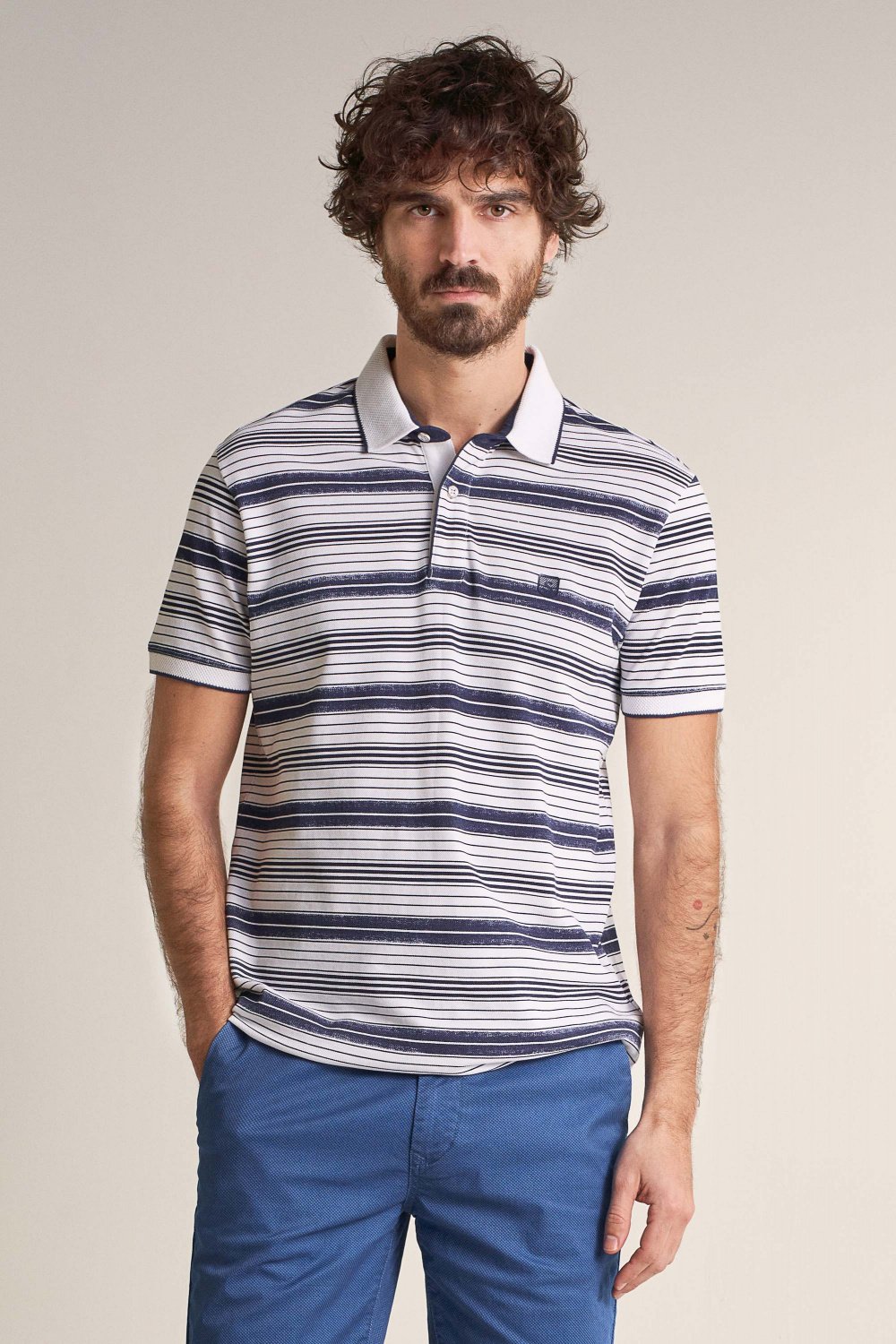 Regular fit polo with all-over design - Salsa