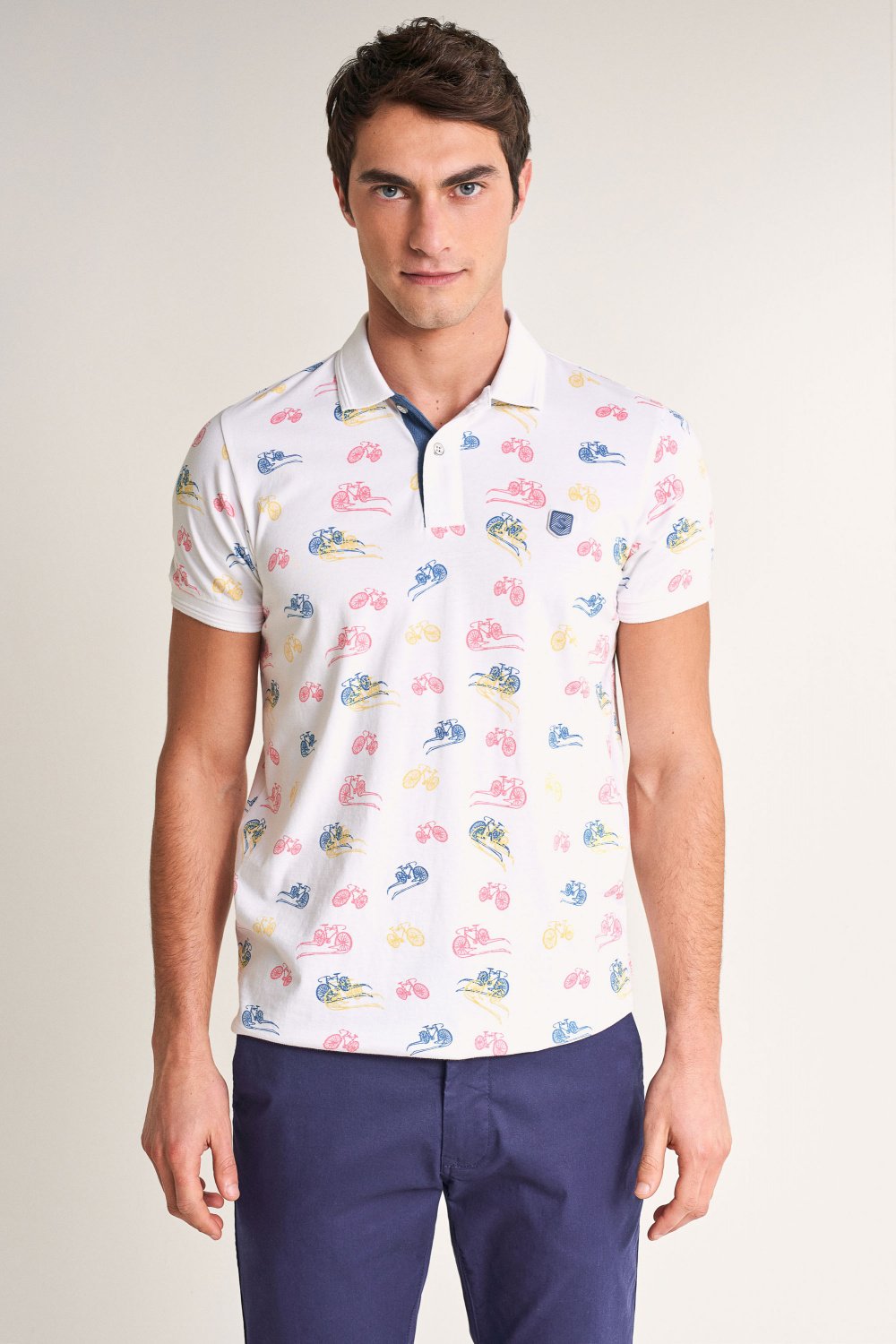 Regular fit polo with all-over bicycle design - Salsa