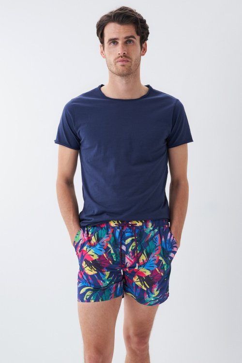 Swim shorts with Amazon pattern