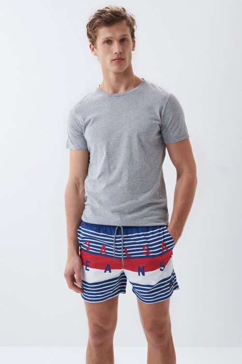 Branded swimming shorts