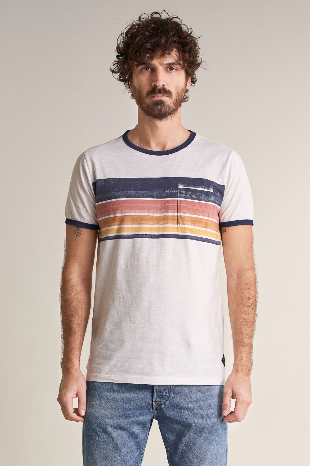 T-shirt with stripes on chest - Salsa