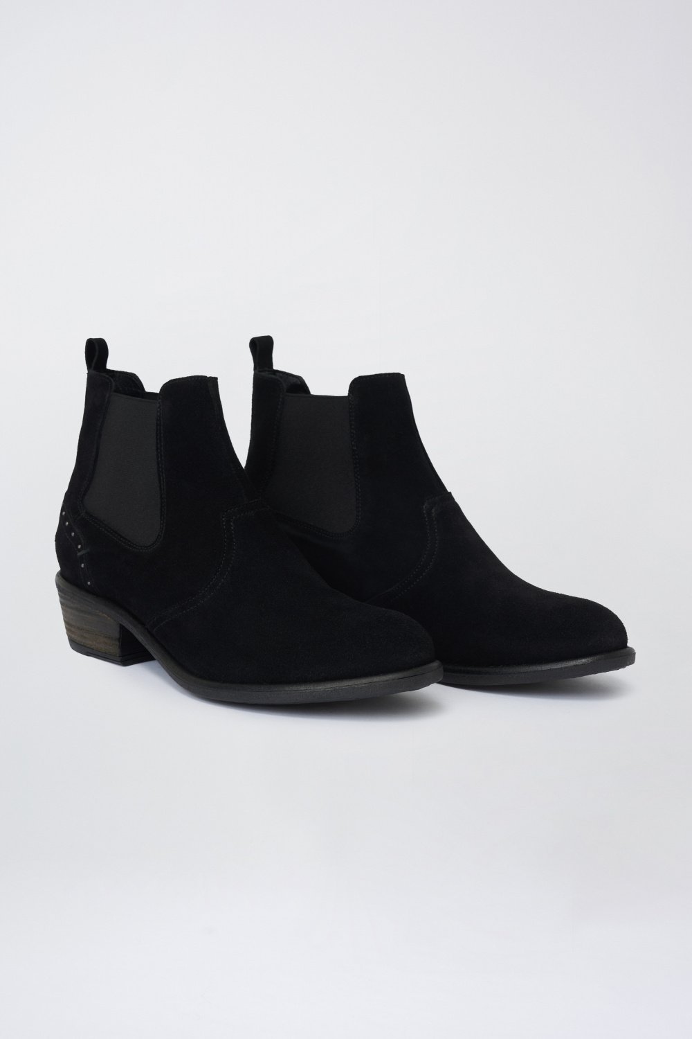 Suede ankle boot with stud detail and a low heel - Salsa