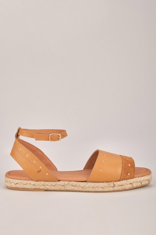 Flat leather and rope sandals