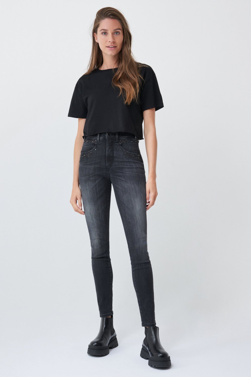 PUSH IN FAITH SKINNY JEANS WITH STITCHED DETAIL | Salsa