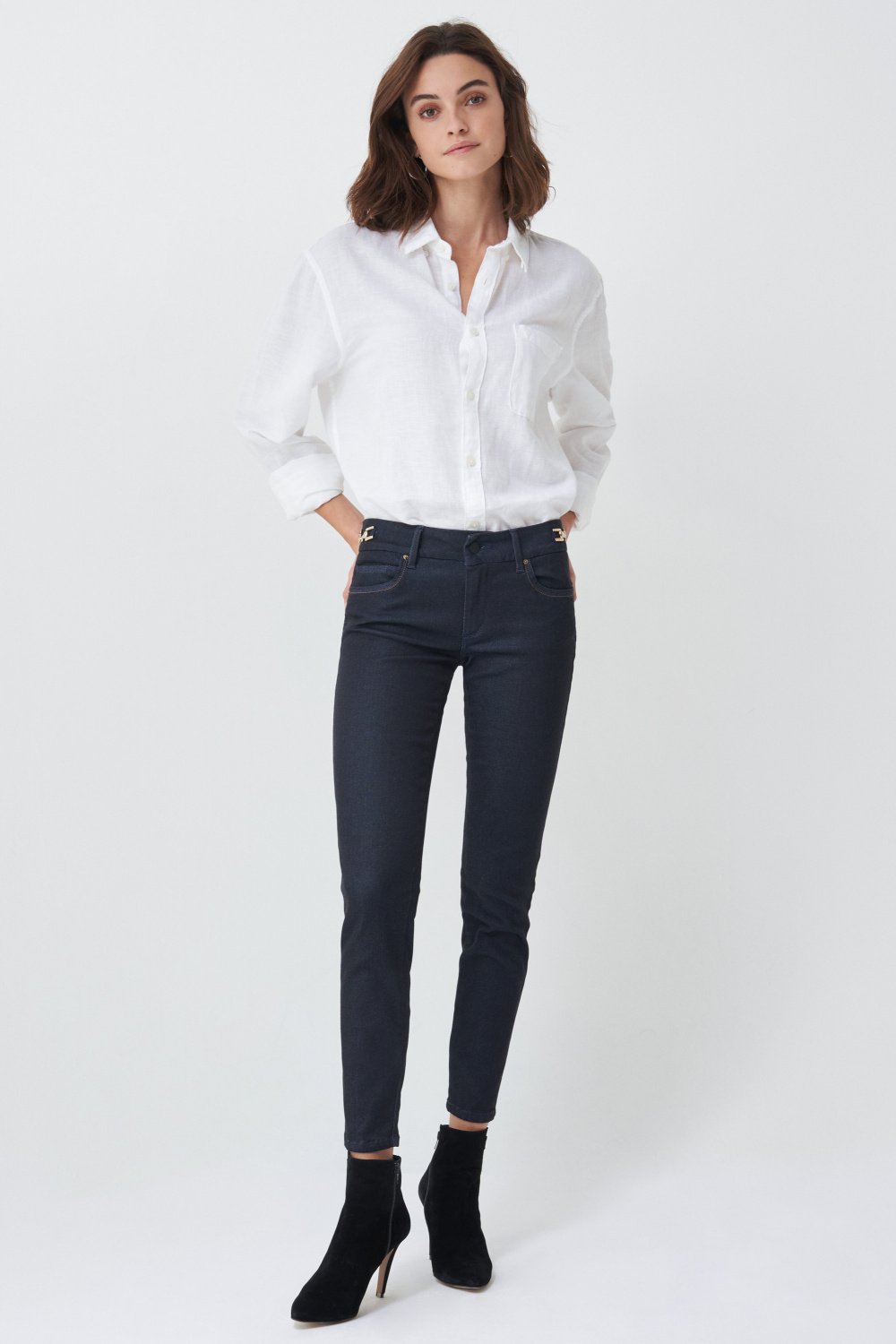 Push Up Wonder cropped jeans with belt detail - Salsa