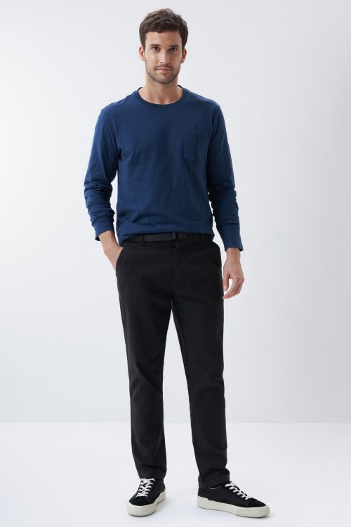 S-Repel tapered trousers with belt