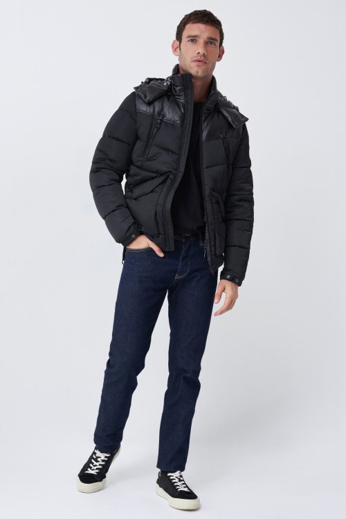 Removable hood puffer jacket