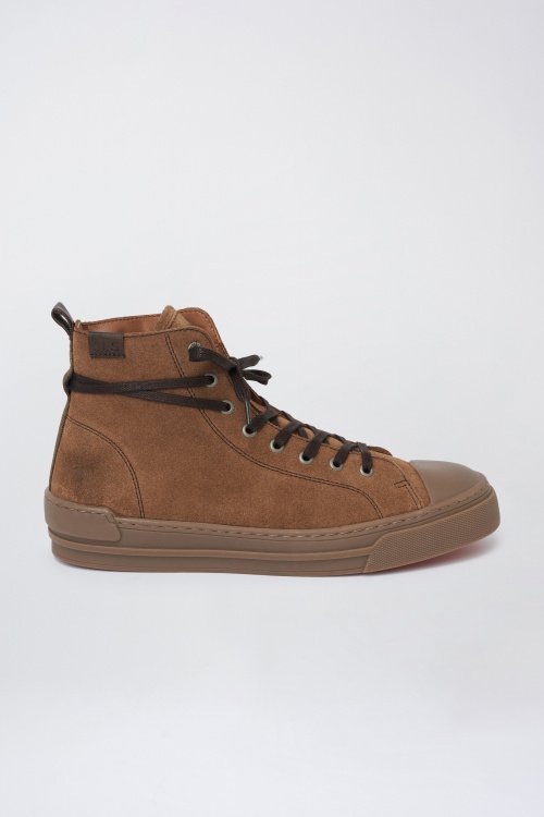 High-top suede trainers