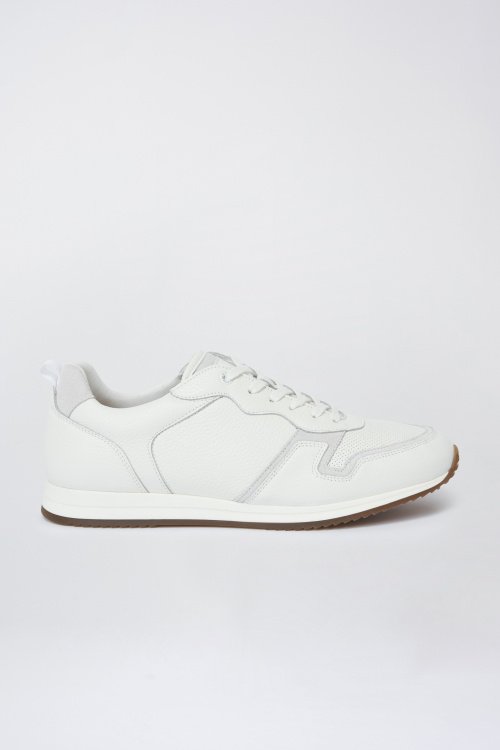 Suede trainers with side leather inserts