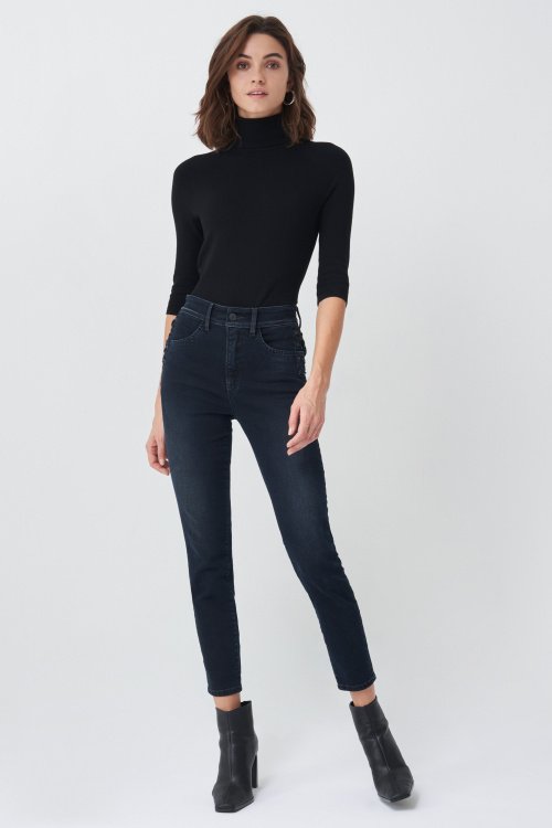 Push In Secret Glamor cropped denim trousers with nappa details