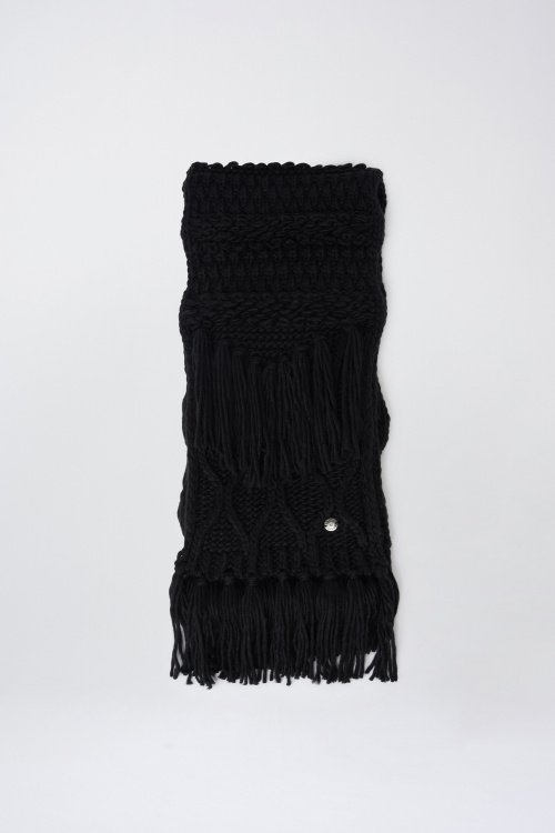 Irregular stitch ethnic knitted scarf