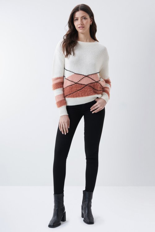 Multicolour knitted jumper with shiny detail