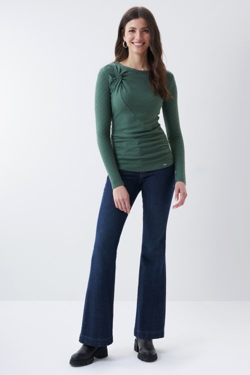 Slim jumper with gathered detail