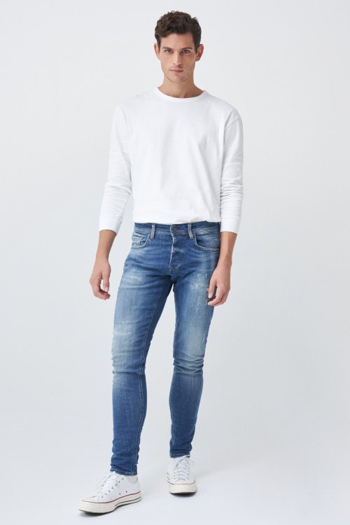 Tapered Jeans mit Rotos