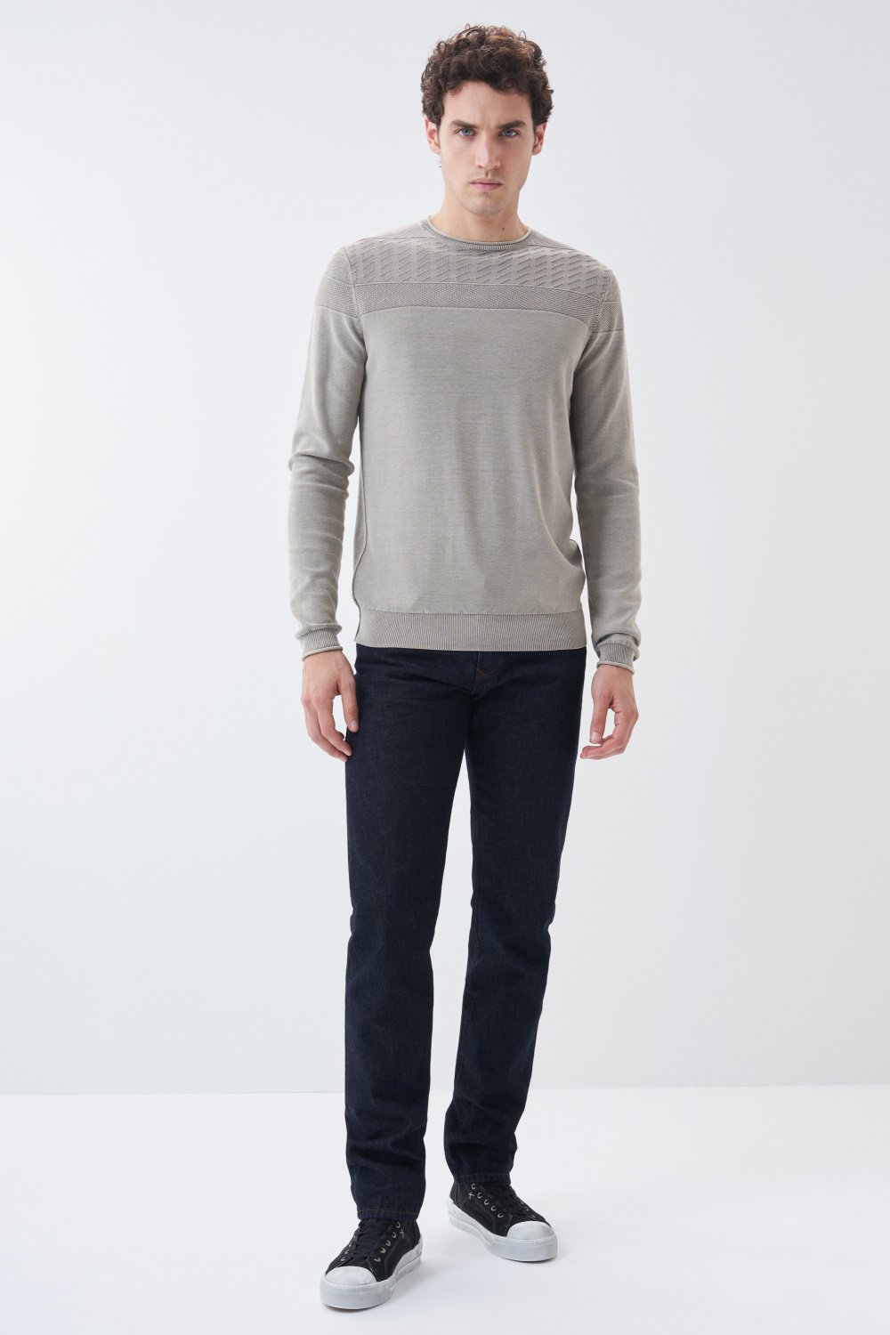 Jumper with knit effect on the shoulders - Salsa