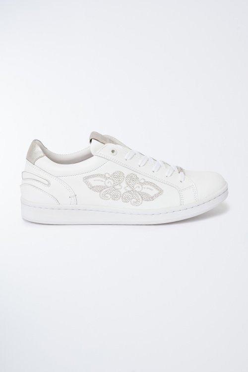 Leather trainers with embroidery
