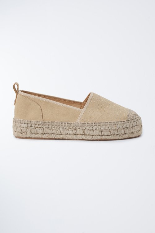 Leather espadrilles with pattern effect