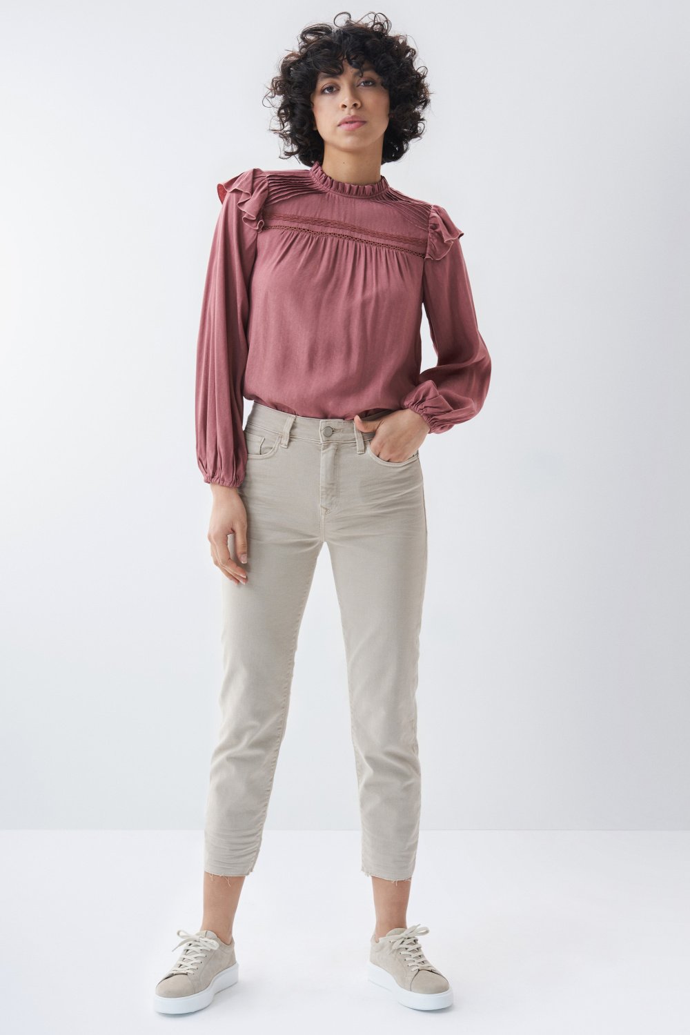 True Cropped Slim Jeans with color - Salsa