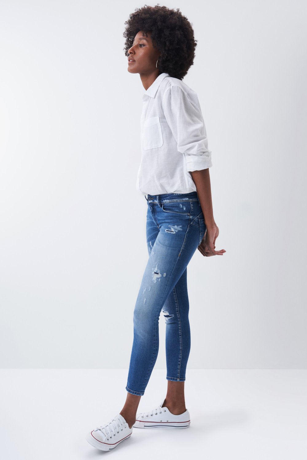 Cropped skinny Push Up Wonder jeans with rips - Salsa