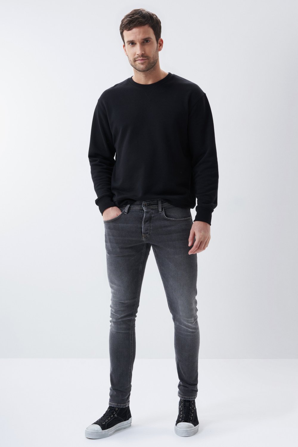 Black skinny jeans with worn effect - Salsa