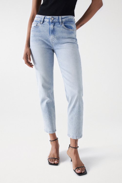 CROPPED TRUE-JEANS, SLIM, HELLE WASCHUNG