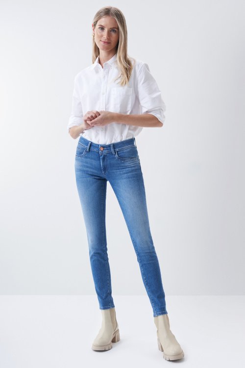 Push Up Wonder-Jeans, Skinny, mit Details an den Taschen