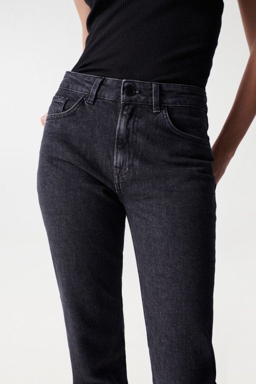 Cropped True-Jeans, Slim, schwarz