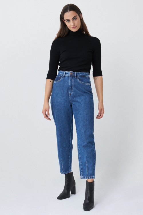 Baggy Cropped Jeans, Slim, dunkle Waschung