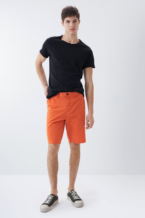 Orange chino shorts