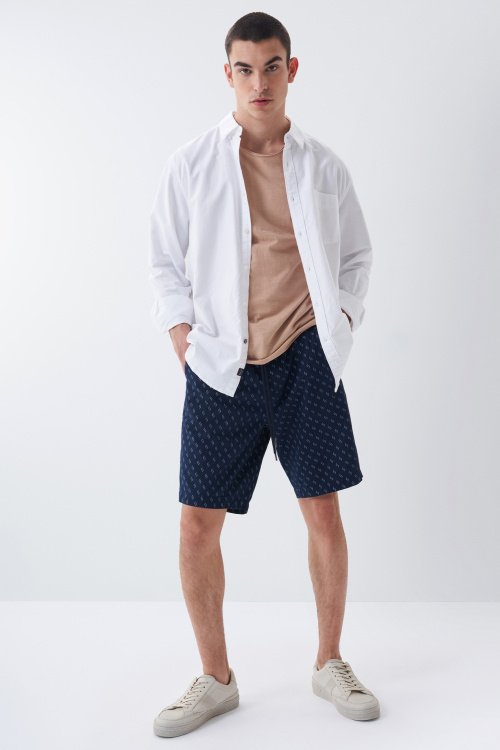 Regular fit shorts with microprint