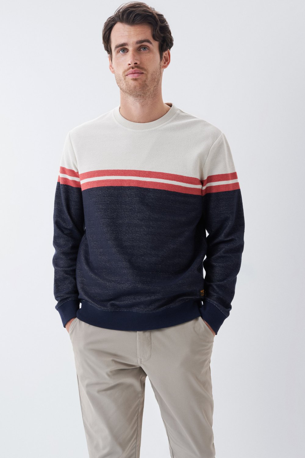 Jumper with panel and stripes - Salsa