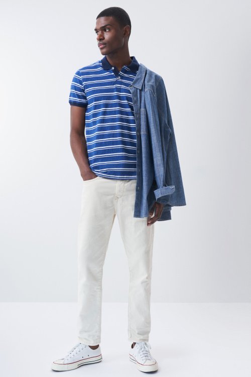 Allover striped regular fit polo shirt