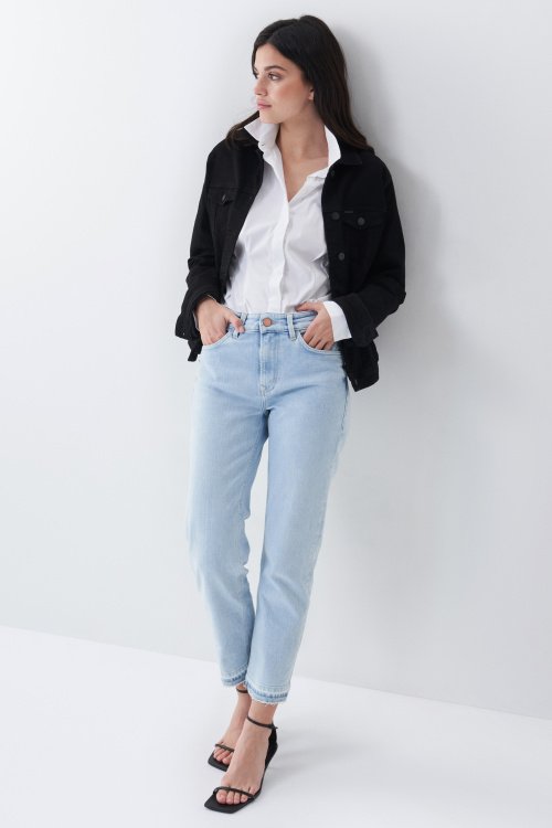 True cropped slim jeans, bleached