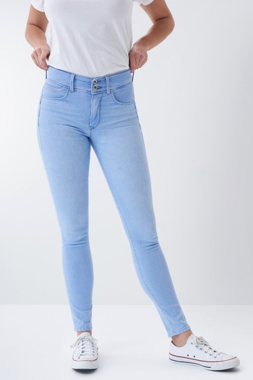 Skinny Push In Secret jeans, light colour, with detail