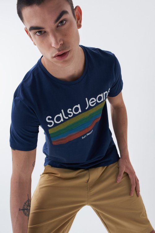 T-shirt Branding avec rayures colorées